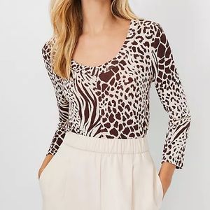 NWT Ann Taylor Mixed Animal Print Scoop Neck Top sz Small